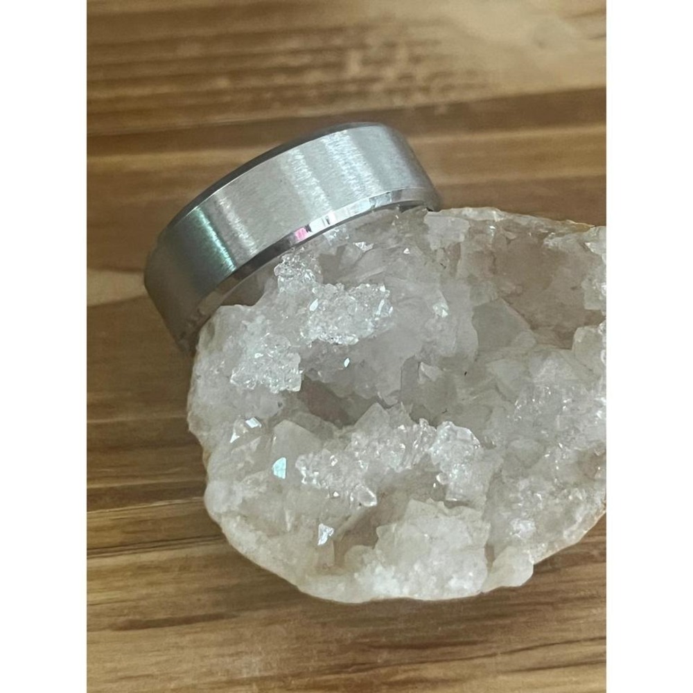 Silver Titanium Band Carved Superman Brushed Finish Unisex Ring 8mm Width-Size 7 - Picture 5 of 8
